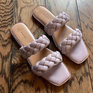 Time and Tru Purple Lilac Braided Slides 8